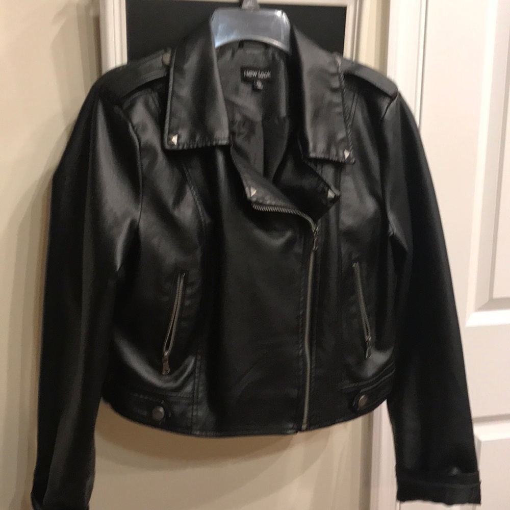Faux Leather Cropped Jacket